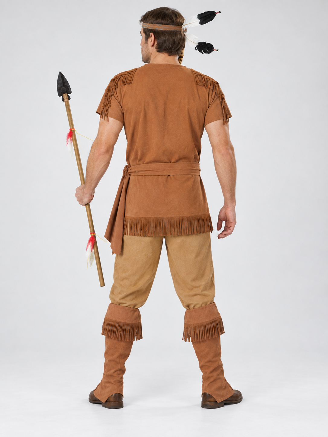 Indian-Style Costume with Fringe and Feathers, Brown