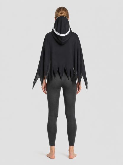 Halloween Nun Costume with Hood and Ragged Edges back view