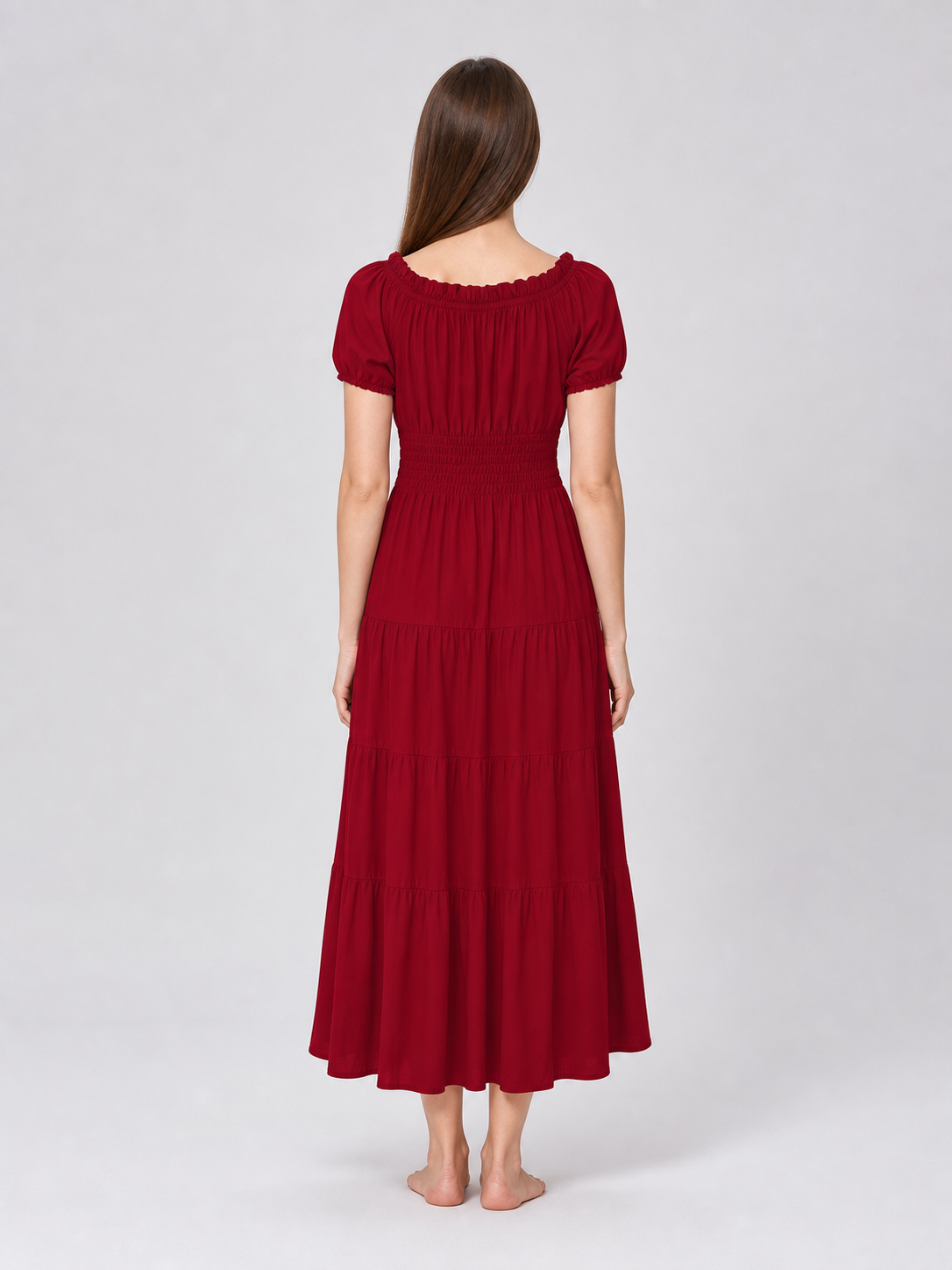 Burgundy Renaissance-Style Maxi Dress