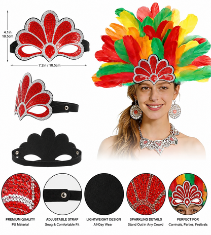 Carnival Headpiece with Multicolored Feathers back view 4