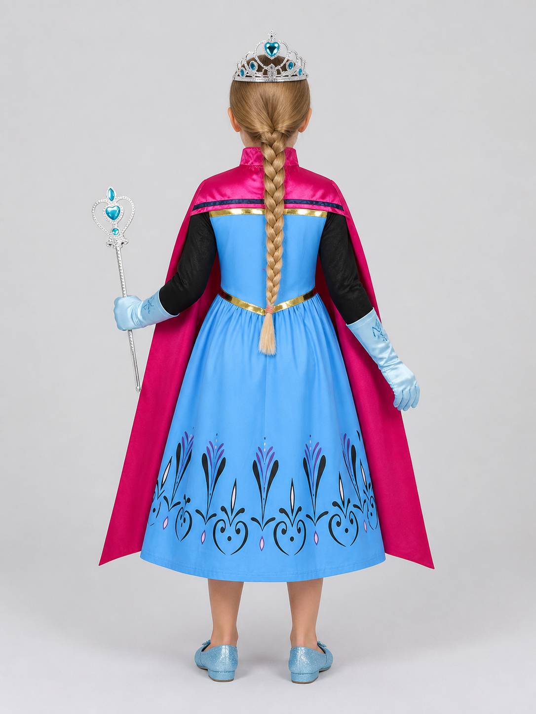 Elsa Princess Costume for Children with Cape and Accessories back view