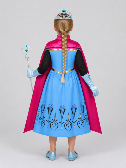 Elsa Princess Costume for Children with Cape and Accessories back view