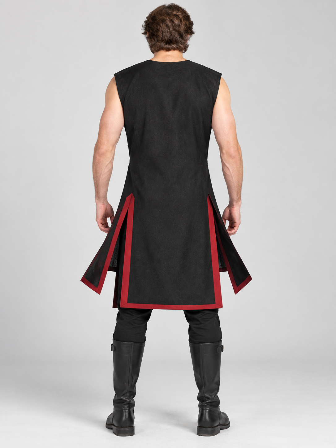 Medieval Cosplay Tunic Black with Red Cross