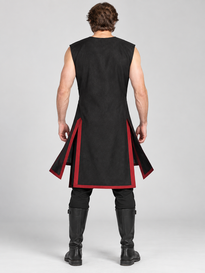 Medieval Cosplay Tunic Black with Red Cross