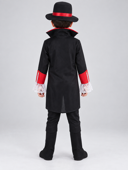 Gothic-Style Vampire Carnival Costume with Hat back view
