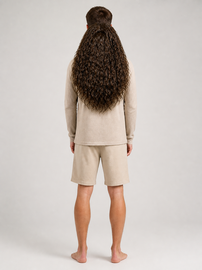 Wig with Long Curly Hair and Beard