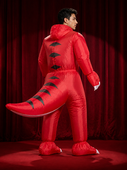 Riding T-Rex Dinosaur Inflatable Costume for Halloween Funny Party back view