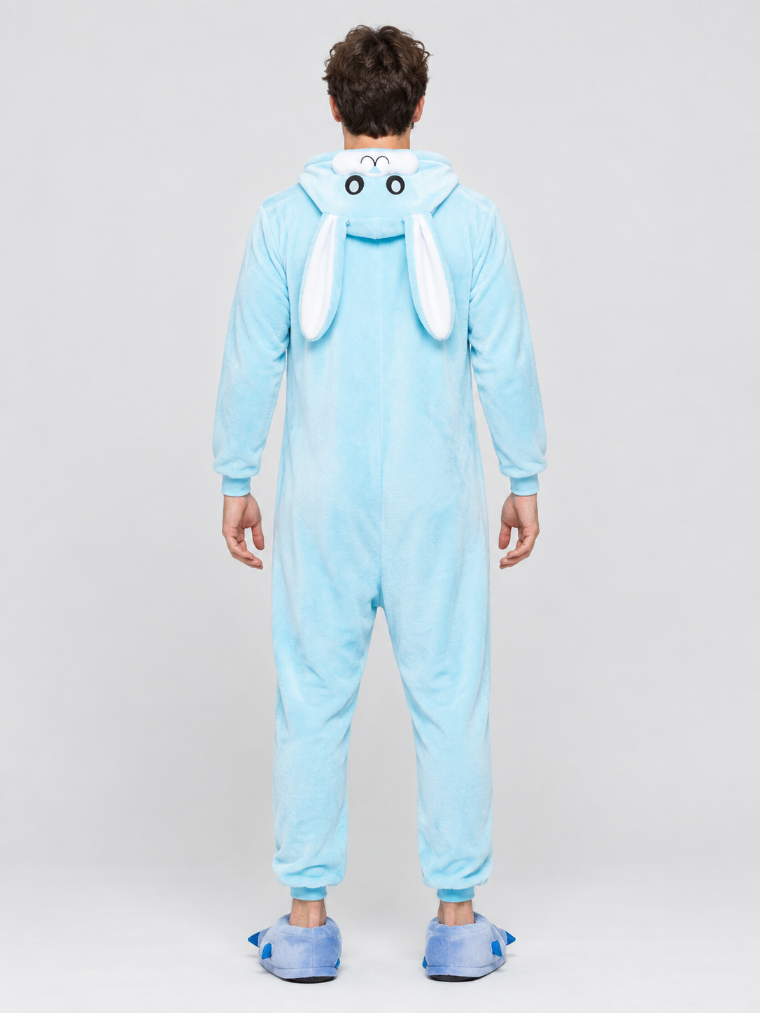 Flannel Pajama Jumpsuit with Bunny Hood