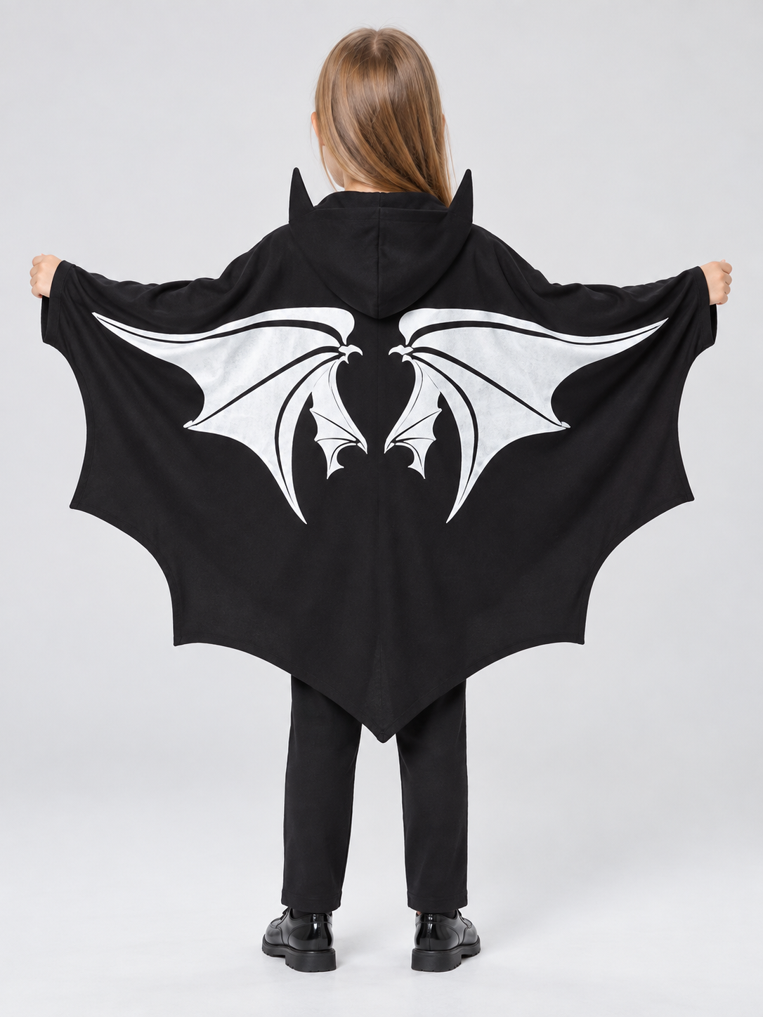 Children's Skeleton Costume Cape with Hood back view