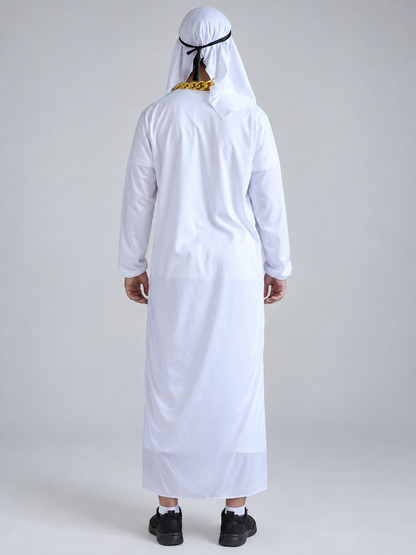 Carnival costume with a long head covering and chain