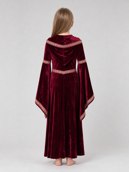 Halloween Vampire Costume — Burgundy Hooded Cloak