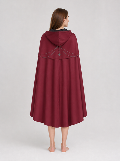 Gothic Hooded Cloak with Pendant for Cosplay
