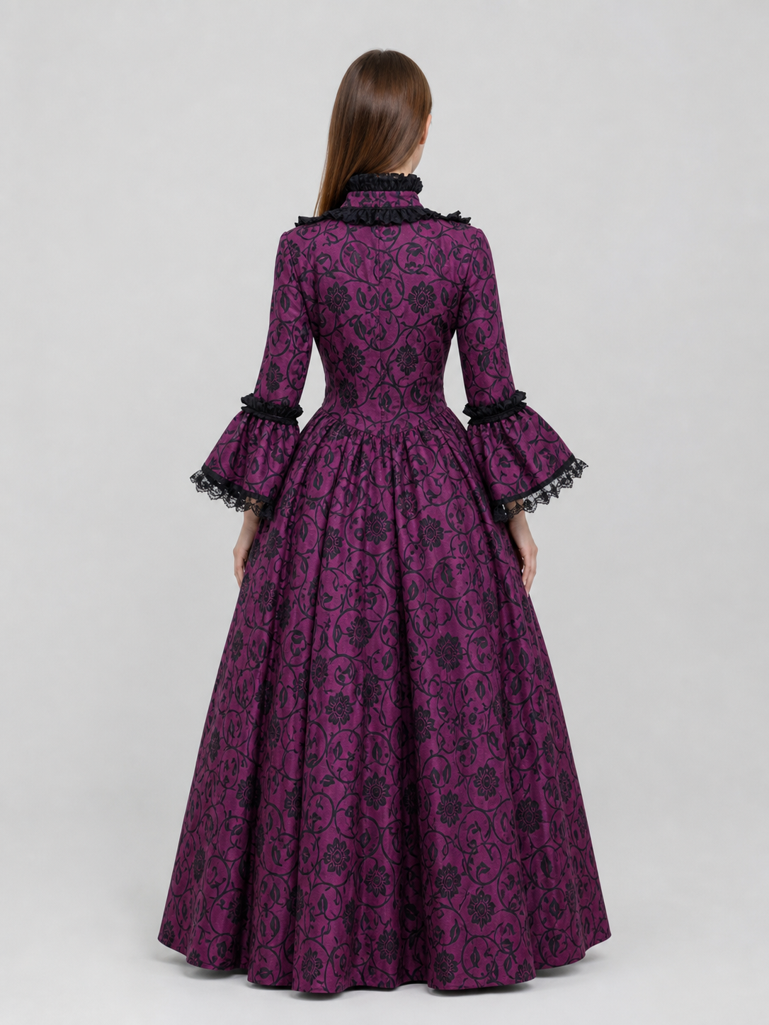 Gothic Victorian Dress with Flared Sleeves