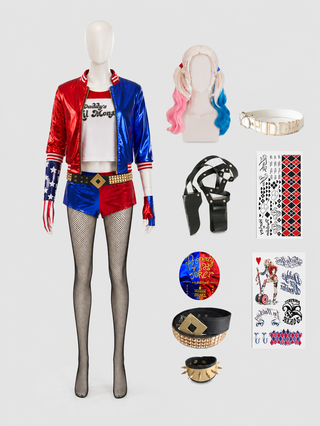 Harley Quinn Costume, Cosplay and Halloween Costume Set back view