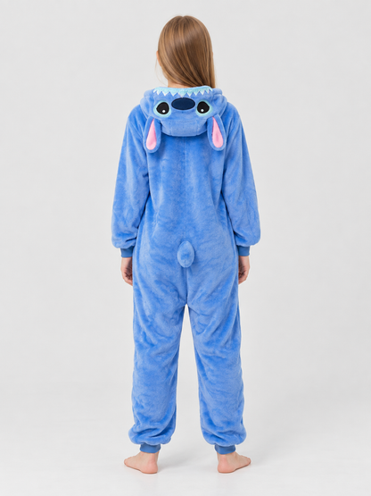 Blue Kigurumi Pajama with Hood and Ears
