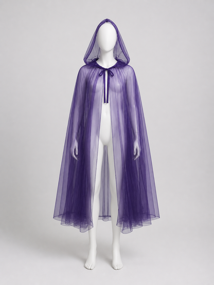 Black Mesh Hooded Death Cloak for Halloween back view