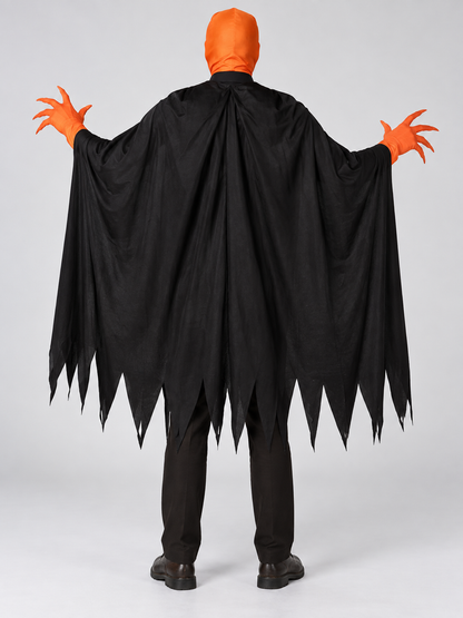 Halloween Carnival Costume: Pumpkin Mask, Cape, Gloves