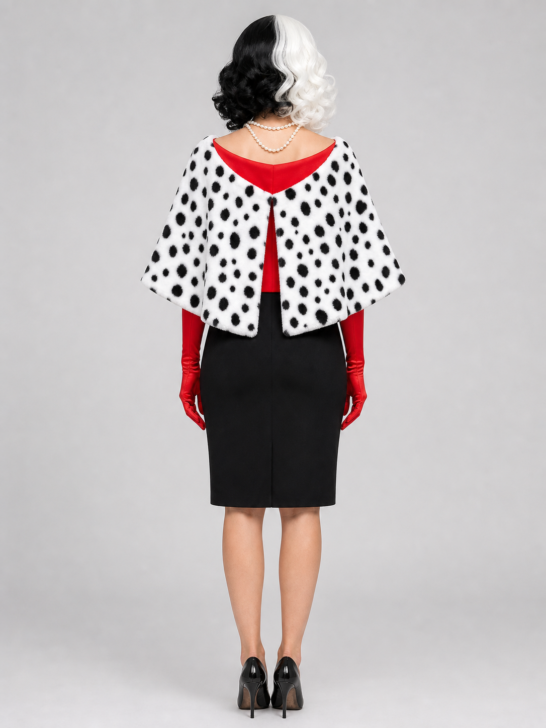 Cruella Halloween Costume with Wig and Cape