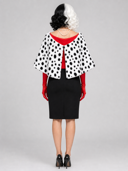 Cruella Halloween Costume with Wig and Cape