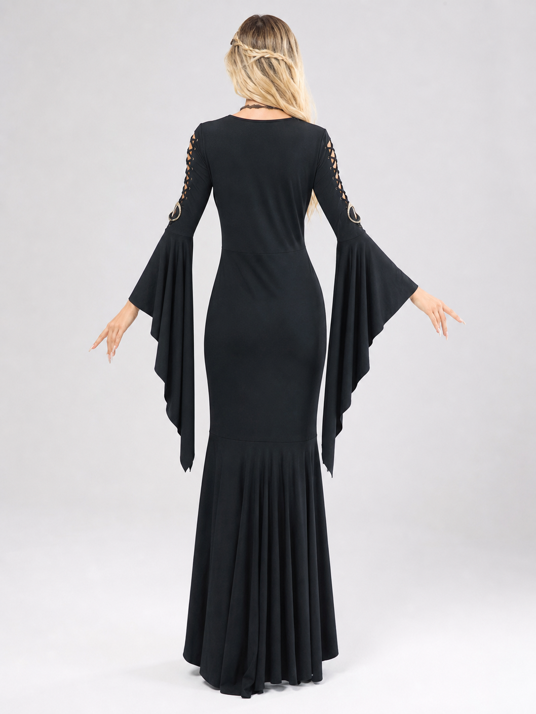 Black Gothic Lace-Up Cosplay Dress