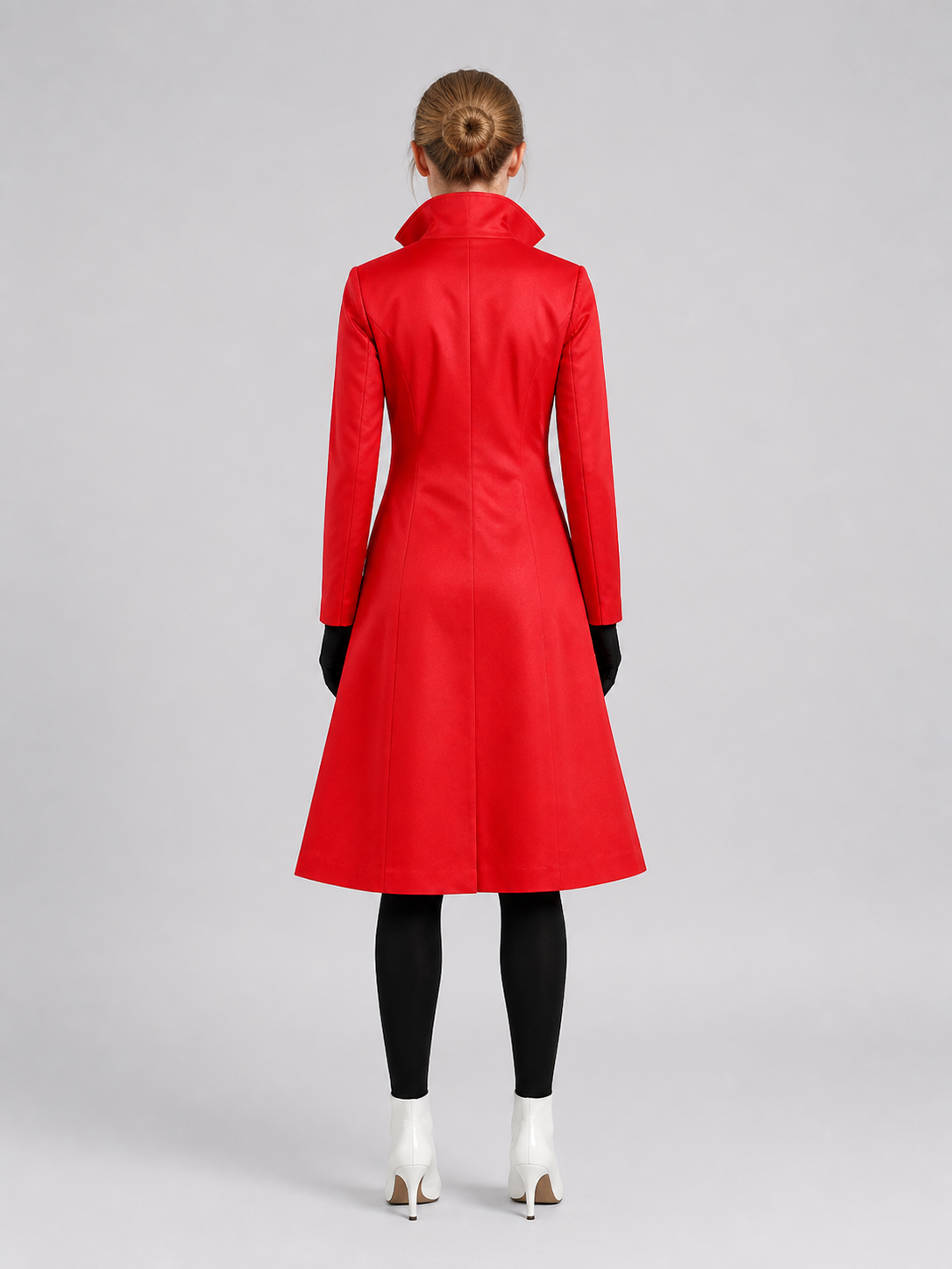 Long Red A-Line Coat with Hood, Star Wars back view