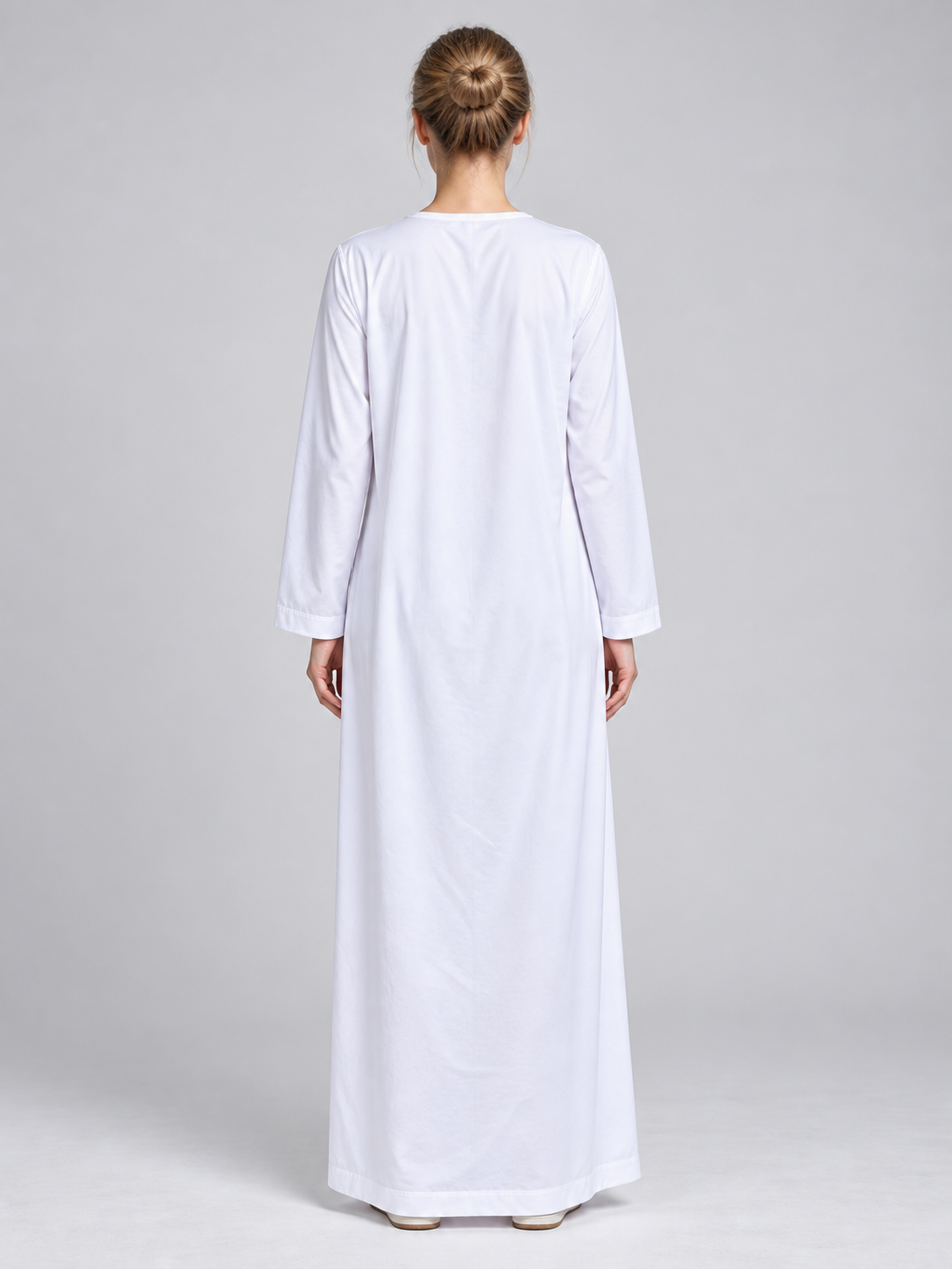 Long White Loose Straight-Cut Tunic back view