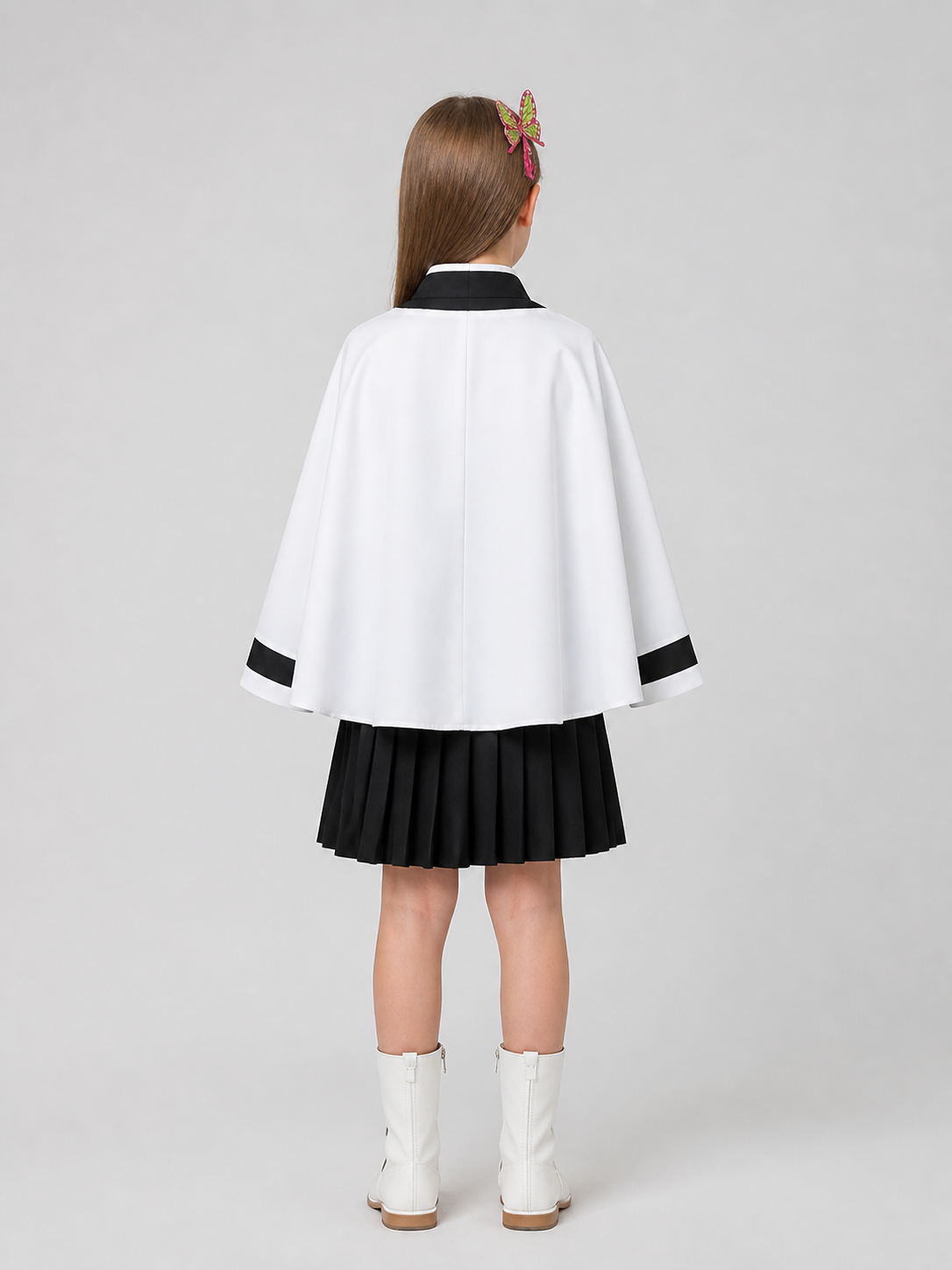 Shinobu Kocho Butterfly Cosplay Cape, Anime, with Headwear back view
