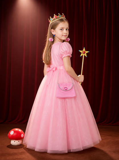 Girls Princess Halloween Costume Accessory Set With Crown, Wand, Purse And back view