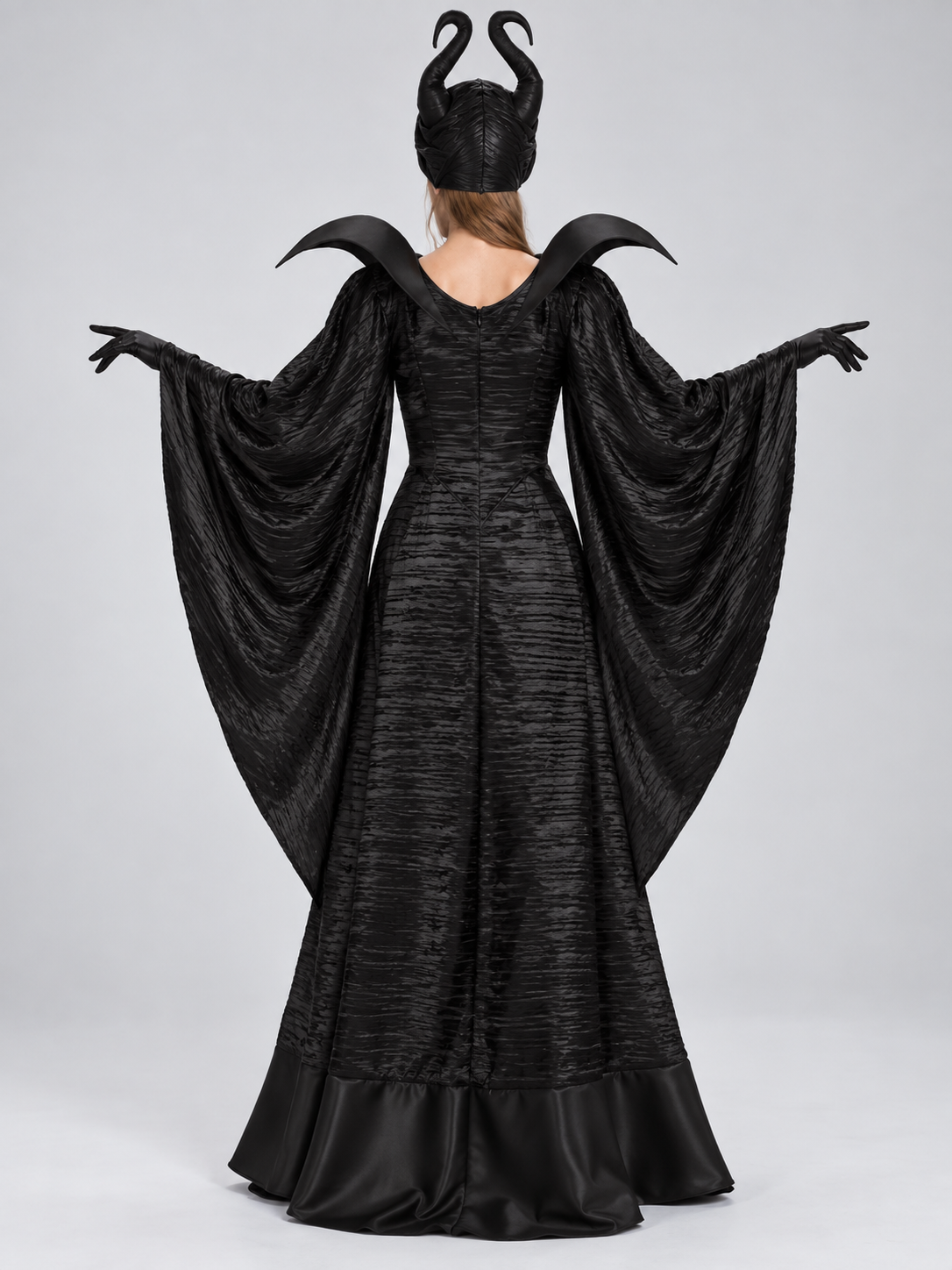 Maleficent Costume: Black Dress, Horns, Brooch