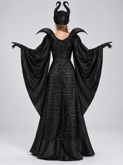 Maleficent Costume: Black Dress, Horns, Brooch