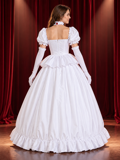 Cosplay costume white dress with gloves and choker