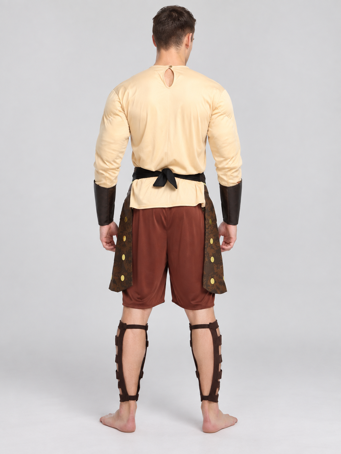 Ancient Roman Warrior Carnival Costume with Bracers back view