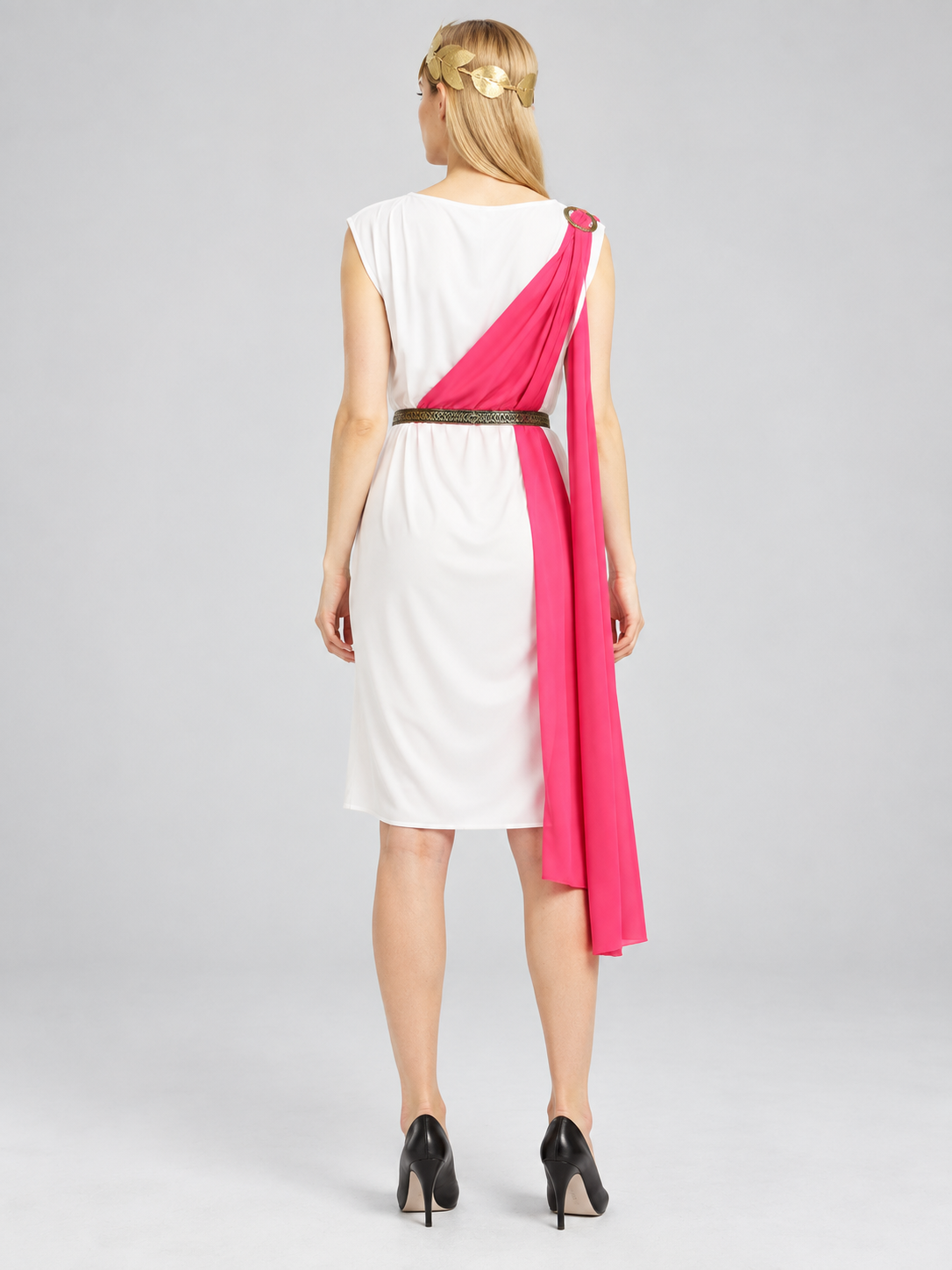 Carnival Costume: White Draped Dress back view