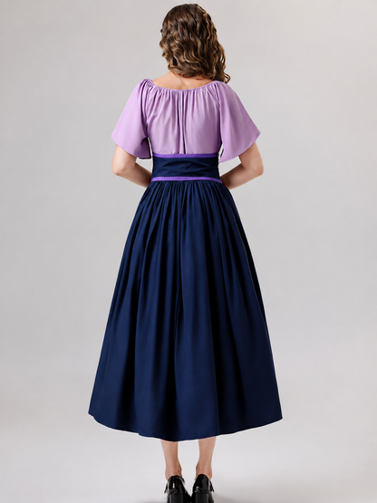 Stage Dress with Belt and Flared Skirt back view