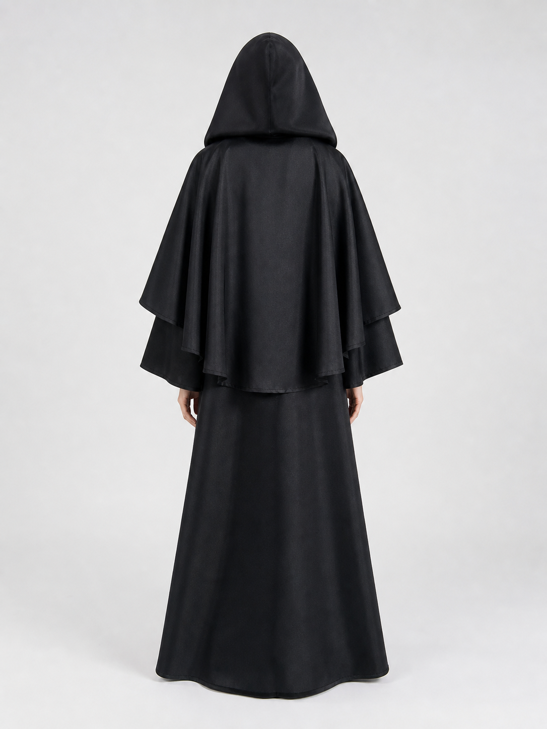 Long Black Hooded Grim Reaper-Style Cloak