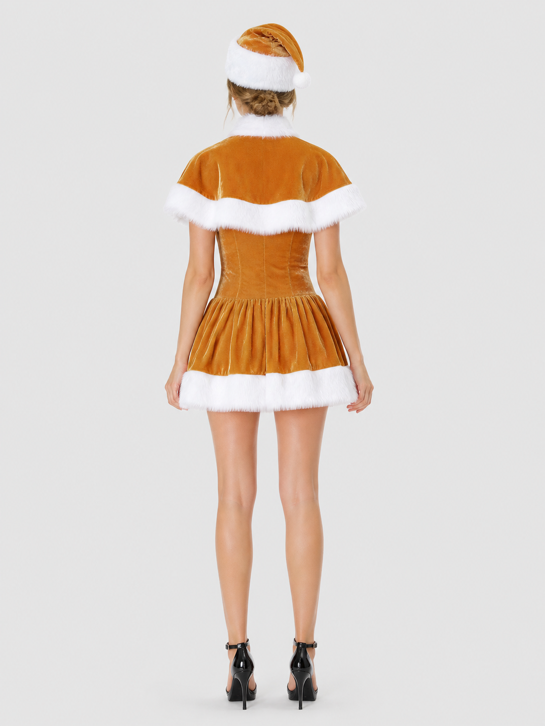 New Year's Carnival Costume with White Faux Fur Trim
