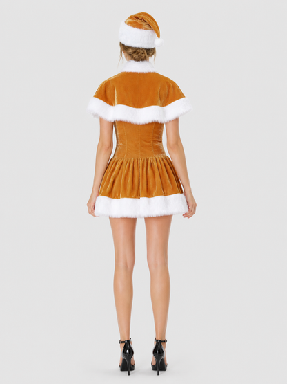 New Year's Carnival Costume with White Faux Fur Trim