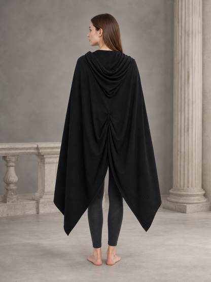 Black Hooded Carnival Cape, Loose Fit back view 3