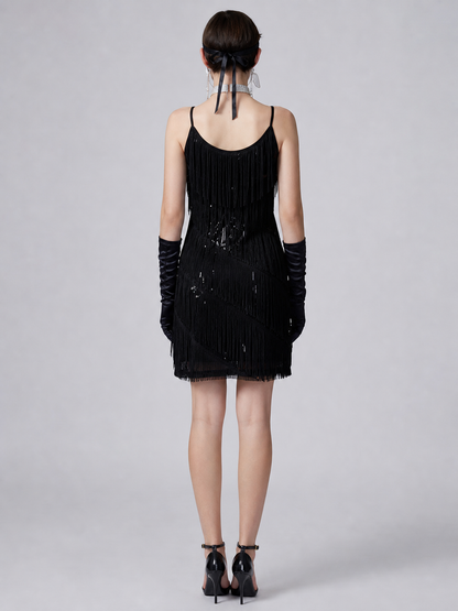 Black 1920s-Style Fringe Dress