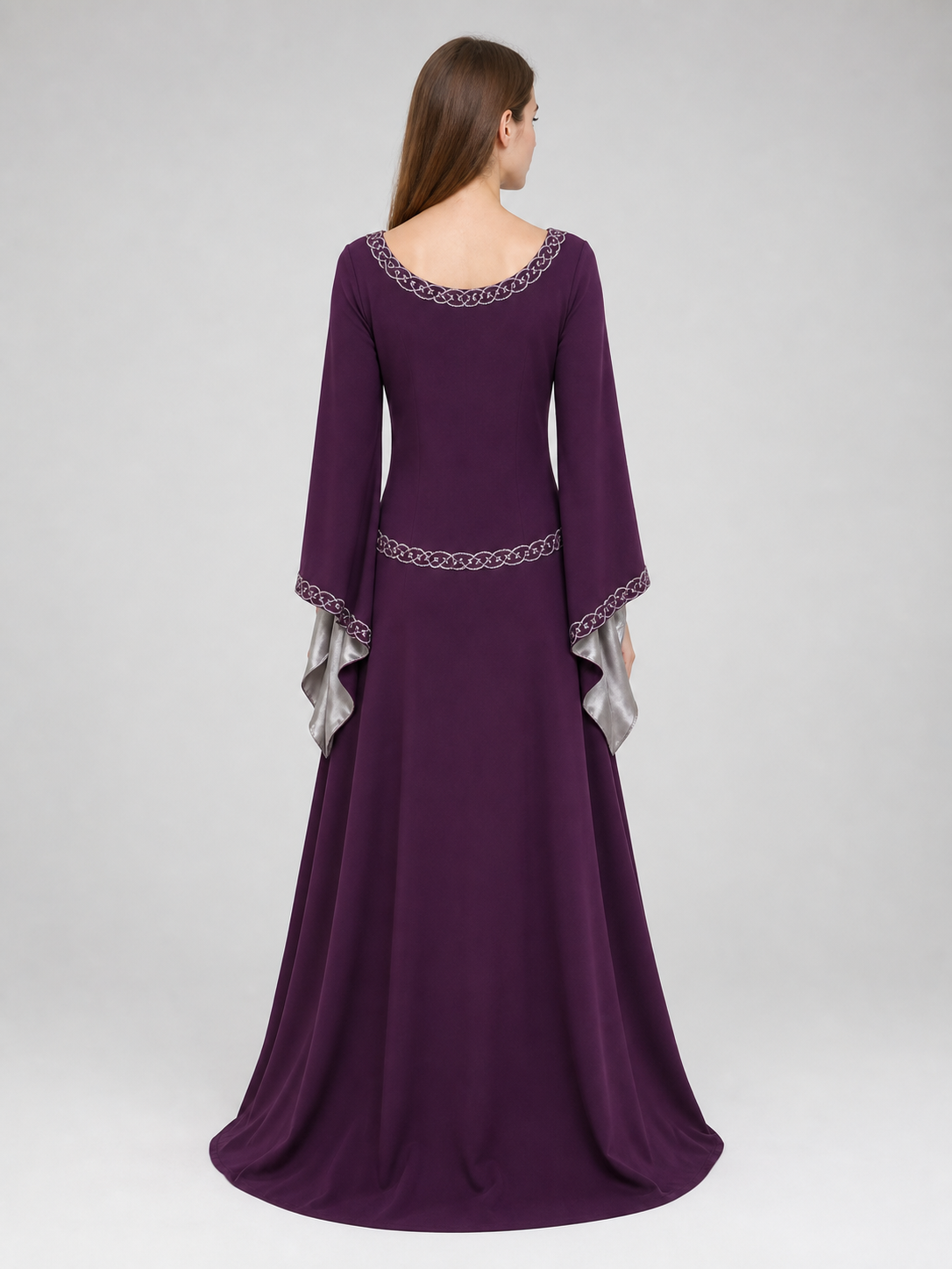 Long fantasy-style dress with bell sleeves