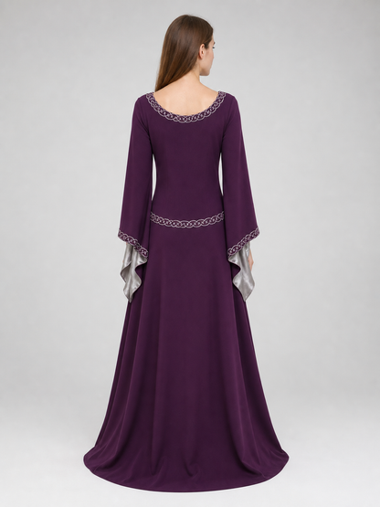 Long fantasy-style dress with bell sleeves