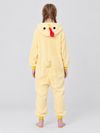 Hooded Pajama Jumpsuit with Chick Face