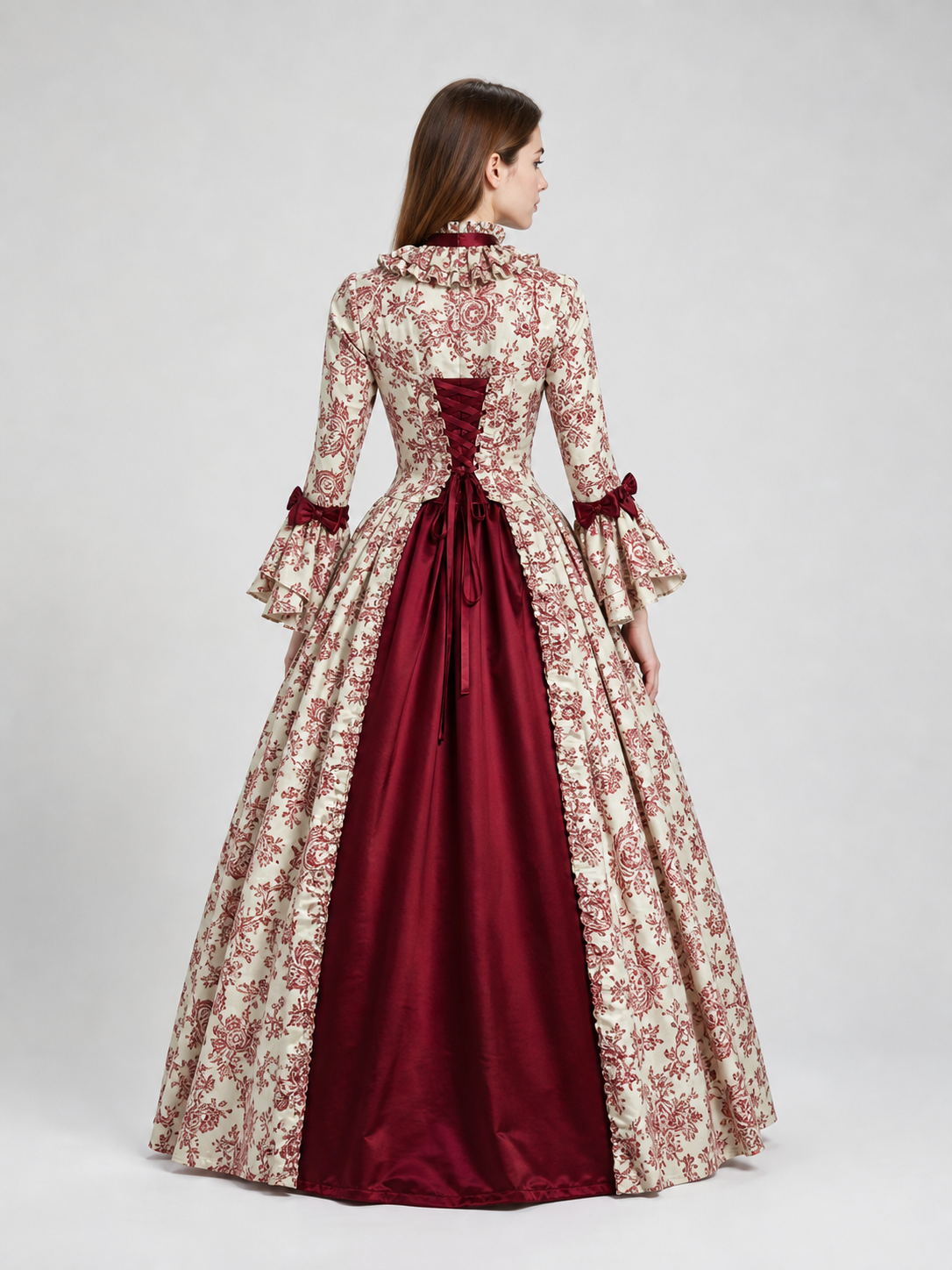 Vintage Dress with an Ornate Pattern and Full Sleeves