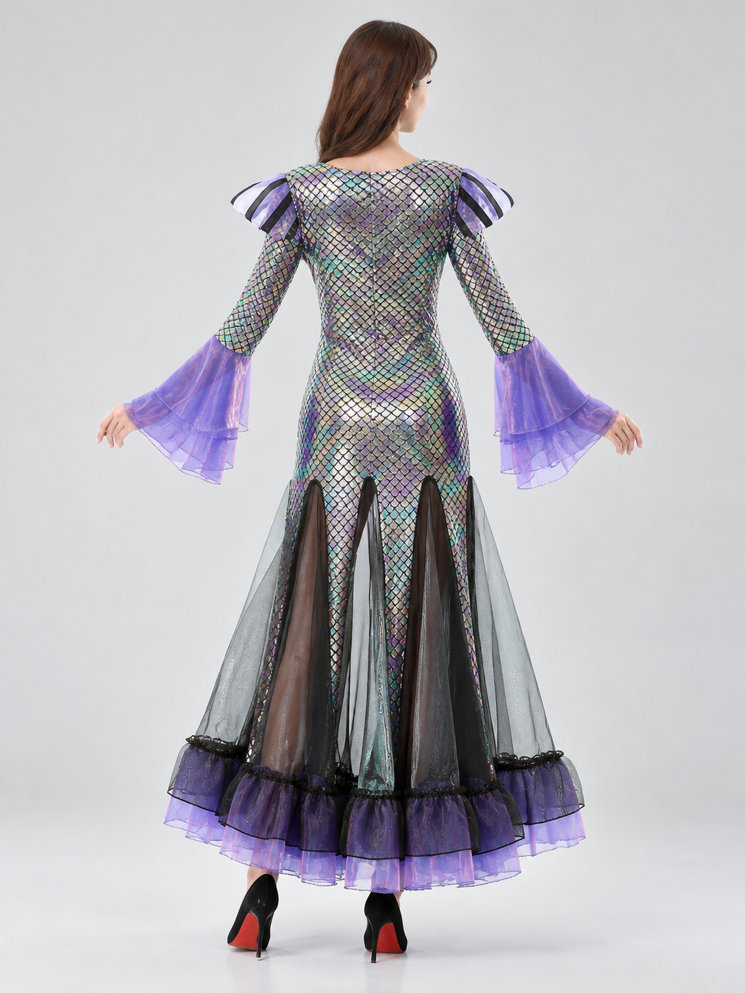 Carnival Dress with a Scale Pattern and Bow back view