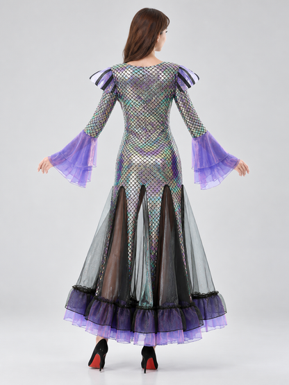 Carnival Dress with a Scale Pattern and Bow back view