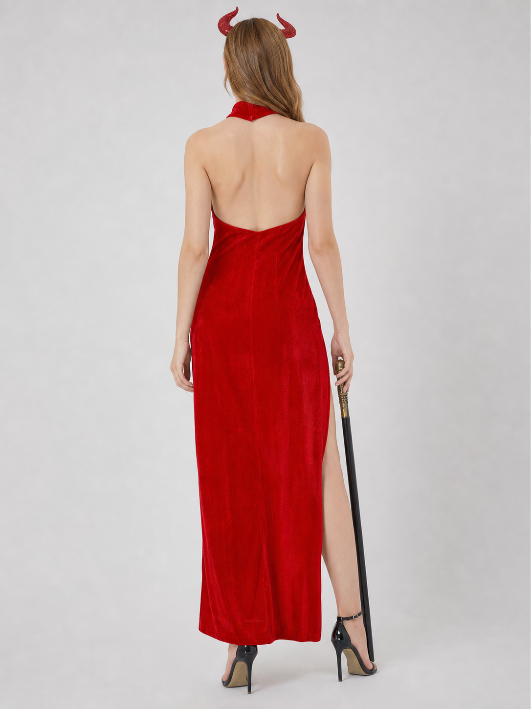 Devil Cosplay Costume: Velvet Dress with Slit