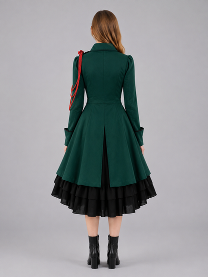Gothic Victorian Dress with Bow and Ruffles back view