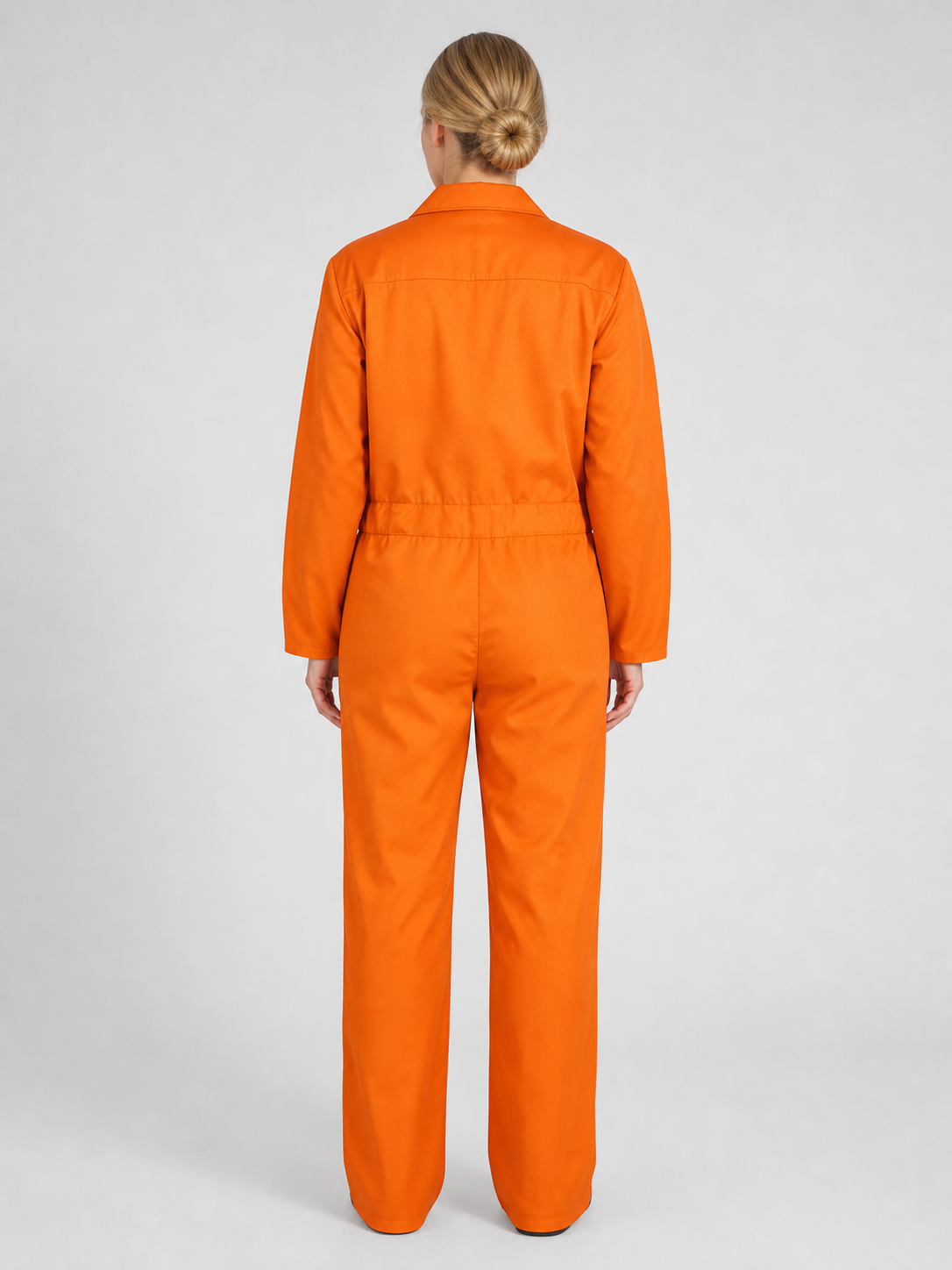 Orange Long-Sleeve Utility Jumpsuit