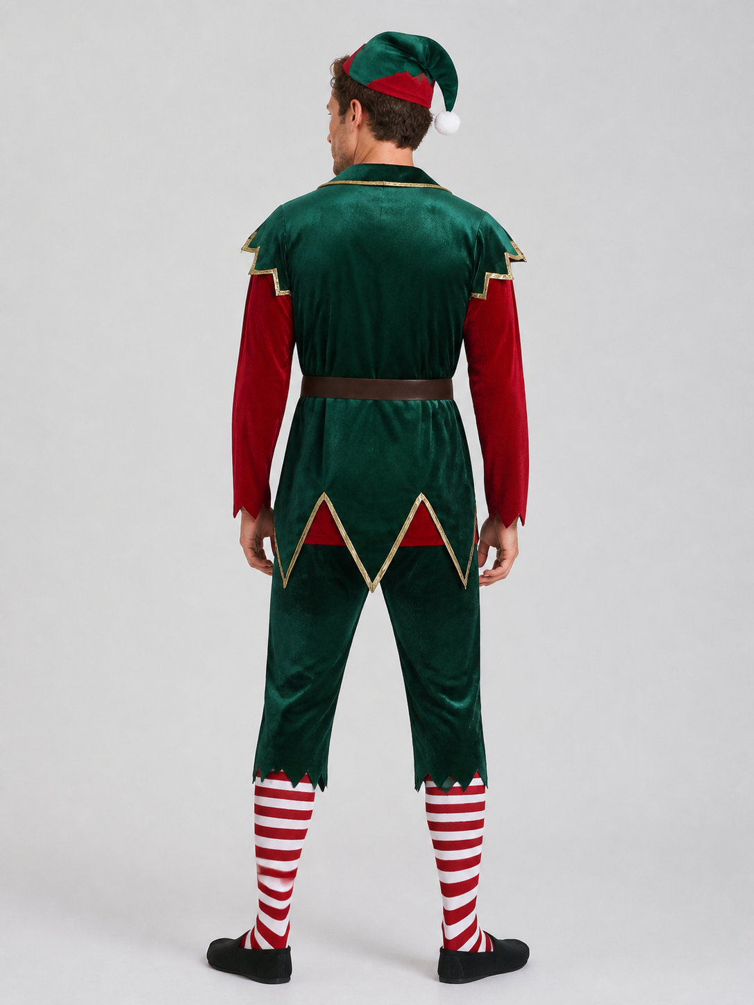 New Year Stage Elf Costume, Green and Red back view