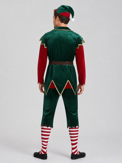 New Year Stage Elf Costume, Green and Red back view